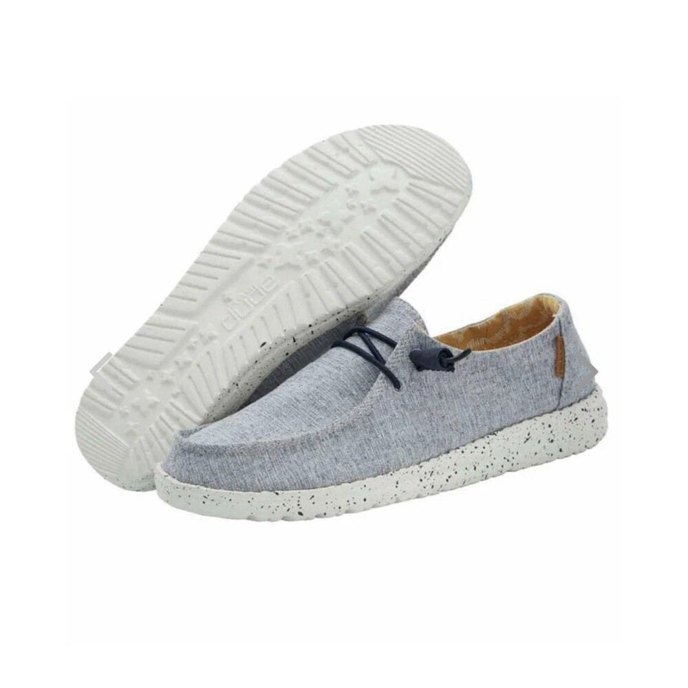 Hey Dude Women's Wendy  Chambray Slip-On Flats Lightweight Blue/White US 8 EU 39